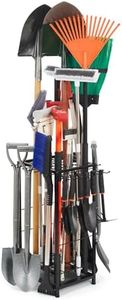 Garden Tool Organizer Holds 50 Long-Handled Tools/Rakes/Brooms/Shovles for Garage Organization and Storage, Shed, Outdoor, Lawn, Heavy-Duty Steel, Black, Easy Assembly