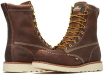 Thorogood American Heritage 8” Steel Toe Work Boots for Men - Full-Grain Leather with Moc Toe, Slip-Resistant Wedge Outsole, and Comfort Insole; EH Rated, Trail Crazyhorse - 10 2E US