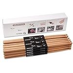 AQJUNONG Drum Sticks，5A Drumsticks, 12 Pairs Classic Oak Wood Tip Drum Sticks for Kids and Adults, Professional Musical Instrument Percussion Accessories