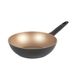 Russell Hobbs RH01672BEU7 Opulence Collection Non-Stick 28 cm Stirfry Pan, Induction and Dishwasher-Safe, PFOA Free, Black and Gold, Aluminium Body, Soft Bakelite Handle, Metal Utensil Safe