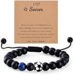 Soccer Gifts Bracelet for Teen Boys, To My Son Bracelet Football Bracelet from Mom, Natural Stone Football Bracelet for Son Nephew Grandson Christmas Birthday Graduation Gifts