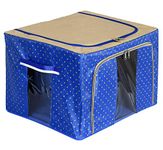 Amazon Brand - Solimo Foldable Printed Underbed Storage Box with Metal Frame Support, 88L, Royal Blue, Set of 1