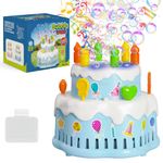 VikriDA Birthday Cake Bubble Machine, Automatic Bubble Blower for Kids 10000+ Bubbles Per Minute with Lights/Music/Solution, Party Cake Bubble Maker Toys for Birthday Outdoor Wedding Multicolor
