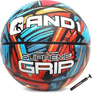 AND1 Supreme Grip Graffiti Rubber Basketball Size 7 (29.5"), Indoor/Outdoor Basketball with Hand Pump, Deep Channel Construction, Premium Materials, Vibrant Colors