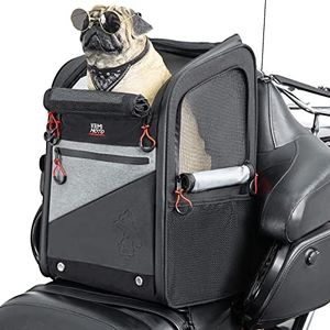 KEMIMOTO Motorcycle Dog Cat Carrier Bags Upgraded Pet Carriers Portable Load Capacity 20 lbs Folding Backpack for Street Glide Road King with Passenger Seat Touring Trike Models Can Am