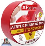 XFasten Double Sided Tape Acrylic Mounting Tape Removable, 1-Inch x 60-Inch