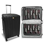 Besutosera Wine Suitcase for Airplanes, 12 Bottle Capacity, Durable Wine Shipping Box, Wine Travel Case with TSA Lock, Versatile Wine Carrier with Removable Inserts and Silent Spinner Wheels