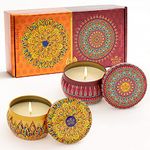 Bryan & Candy Scented Candles |Diwali Gift Set for Women & Men, Cherry Blossom, Vintage Sandalwood, Aromatherapy Candles, Soy Wax Eco-Friendly Printed Tin | Candles for Home Decor