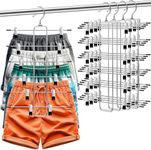 4 Pack Pants-Hangers-Space-Saving,College-Dorm-Room-Essentials,6 Tier Skirt-Hangers with Clips for Closet Organizer,Closet-Organizers-and-Storage,Closet Storage Jean Yoga Legging Hanger