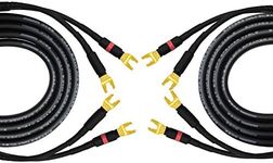 3 Meter Pair of Mogami 3082 Superflexible Coaxial 15 AWG Audiophile Speaker Cables - Terminated With Gold Plated Spade Connectors - (2 Cables, 3 Meter Each & 2 Spade plugs on each end)