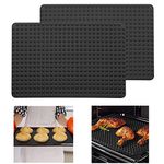 2Pcs Diamond Chef Silicone Pyramid Mat, Silicone Pyramid Baking Sheet, Pyramid Baking Mat, Easy Clean Reusable for Oven Grilling BBQ Indoor 10.6 x 15.4Inch (Black)