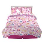 Franco Aduoke Kids Bedding Super Soft Comforter and Sheet Set with Sham, 7 Piece Full Size, Hello Kitty