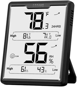 DOQAUS Upgraded Digital Hygrometer Room Thermometer Indoor, Humidity Meter with Large LCD Display, Temperature Humidity Monitor with Max Min Records, Black