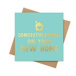 New Home cards uk | Gold metallic and green moving house card | to go with house warming gifts new home | new home essentials | moving home cards or new house cards | the happy home