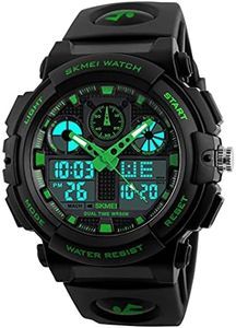 findtime Men's Watch Sport Large Face Military Wrist Watch Outdoor Stopwatch Alarm 5ATM Waterproof Digital Watches for Men LED Backlight Tactical Watch, green, Sport