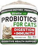 Probiotics Powder for Cats and Dogs - All Natural Supplement - Digestive Enzymes + Prebiotics - Relieves Diarrhea, Upset Stomach, Gas, Constipation, Litter Box Smell, Skin Allergy -Made in USA- 4oz