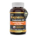 Magnesium Bisglycinate 200mg - 240 Capsules | Pure Elemental Magnesium Supplement | Magnesium Bis-Glycinate - Highly Bioavailable and Absorbable | Made in Canada | 240 Capsules