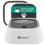 LumoLeaf Dog Water Bowl, Splash-Free Pet Slow Water Feeder Bowl, No Spill Dog Bowl, Vehicle Carried Water Bowl for Dogs Cats Pets, 1 Liter (35OZ Grey Double Floating Disk)