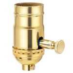 DiCUNO Full Range Dimmer Lamp Socket, Antique Turn Knob Dimming Light Socket, E26 Medium Base, 150 Watt, 120 Volt 60Hz, UL Listed, Gold Finish, Pack of 1