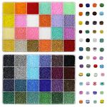 Tibaoffy Size 12/0 Crafts Glass Seed Beads 2mm Tiny Pony Beads Assorted Kit with Organizer Box for Jewelry Making (48 Assorted Multicolor Set, Total About 48000pcs)