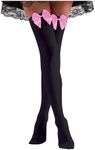 Verdusa Women's Bow Knot Over The Knee Socks Long Boot Stockings Black and Pink One-Size