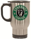 BeeGeeTees Star Coffee Travel Mug or Tea Cup Movie Inspired (14 oz Silver)