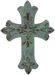 Farmhouse Cross Wall Decor,Metal Cross Decoration for Home Decor, Family Wall Art Flower Cross Wall Sculpture 14.5" H