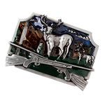 Evalue Vintage Western Belt Buckle Elk Antler Buckle Metal Animal for Men Business Casual