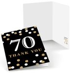 Adult 70th Birthday - Gold - Birthday Party Thank You Cards (8 count) by Big Dot of Happiness