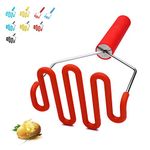 Silicone Potato Masher, Silicone Protect Body with Premuim Stainless Steel Non-Scratch Cookware for Smooth Mashed Potato Vegetables and Fruits Color Red by Jell-Cell