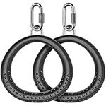 Dolibest 2PCS Round Trapeze Swing Bar Rings with Carabiners, Swingset Accessories Outdoor for Ninja Swing Set Accessories Monkey Ring, Obstacle Ring Swing Toys Set for Kids Black