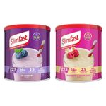 Blueberry Flavour and Raspberry and White chocolate Flavour Slimfast Shake Powder Meal Replacement Shake for Balanced Diet Plan with Vitamins and Minerals and High in Fiber, 10 Servings, 365g