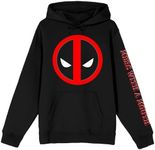 Bioworld Deadpool Classic Logo Merc With A Mouth Long Sleeve Black Adult Hooded Sweatshirt-XS