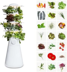 Lettuce Grow Farmstand Nook 4ft.7” Vertical Hydroponic Garden Tower - Self-Watering, Vertical Hydroponic Tower with LED Grow Lights, 20 Live Seedlings, Smart Timer - Indoor Vertical Growing Tower