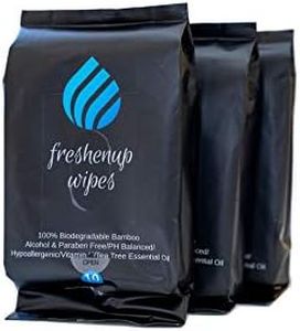Lingettes corporelles désodorisantes Freshenup pour adultes. 100% biodégradables en bambou avec de l'huile d'arbre à thé. Parfaites après l'entraînement, le camping et les voyages. (30 lingettes)