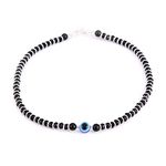 DHRUVS COLLECTION 92.5% Exclusive Evil Eye Nazariya Payal/Anklet with Black & Silver Crystal Beads For Girls and Women - One Piece