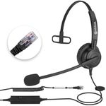 Arama RJ9 Telephone Headset with Noise Canceling Mic & Corded Office Phone Headset Compatible with Polycom Plantronics Mitel ShoreTel Toshiba Digium Nortel Landline Phones