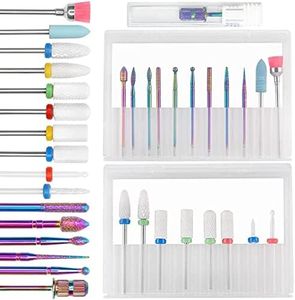 Hotolove 20pcs Nail Drill Bits Sets - 3/32" Inch Diamond Cuticle Electric Nail File and Ceramic Acrylic Gel Nail Bit Kit for Manicure & Pedicure,Nail Grinding Heads,Acrylic Nail Art Tools