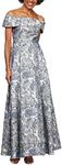 Alex Evenings Women's Formal Long Ballgown, Mother of The Bride Dress with Pockets, Silver/Multi, 14