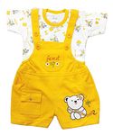 MURLI Romper Baby Suit Dungaree Jumpsuit Outfits for Newborn Baby Boys & Girls (6-12 Months, Mustard)