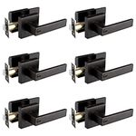 NEWBANG Door Handles Privacy Door Levers, Heavy Duty Bed and Bath Door Locks Interior Keyless Locksets, Reversible Flat Levers with Square Rosette,HTL01-ORB-BK-6P