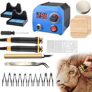 FIRElood LH55-1 Wood Burning Kit,Pyrography Wood Burning Tool Set with Pyrography Machine, 10 Professional Wire Nibs, Detachable Wood Burning Pen, Adjustable Temperature 250-700℃(UK Plug)