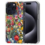 MOSNOVO for iPhone 15 Pro Case - Clear Slim Shockproof TPU+PC, [ 6.6 ft Drop Protection/Anti Peel Off ] - In The Garden