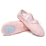 Danzcue Adult Canvas/Leather Ballet Shoes, Canvas-pink, 8.5