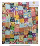 YUVANCRAFTS Patchwork Cotton Kantha Quilt - Indian Traditional Handmade Bedding Vintage Multi Color Quilt Blanket (Queen (90"x108"), Assorted Patchwork)