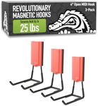 GATOR MAGNETICS MIDI 4 in Open Hooks, 25 lb Heavy Duty Magnetic Hooks for Steel Surfaces, Patented Easy-Release, Non-Slip Grip – Storage & Organization, Garage, Shed, Home, Cleaning Tools - 3 Pack