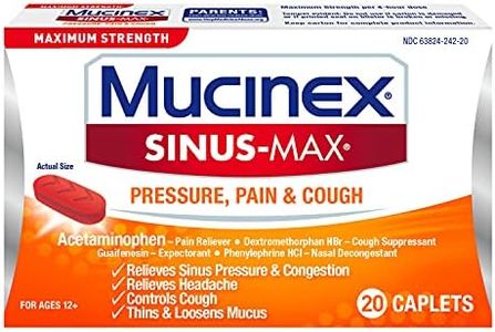 Mucinex Maximum Strength Sinus-Max Pressure, Pain & Cough Caplets, 20 ct, Relieves Minor Aches and Pains, Headache, Chest Congestion, Nasal Congestion, Sinus Pressure, and Controls Cough