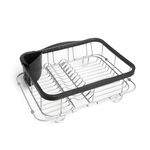 Umbra Sinkin Dish Drying Rack – Dish Drainer Caddy with Removable Cutlery Holder Fits in Sink or on Counter top, Black & Nickel