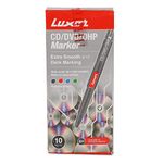 Luxor Extra Fine CD/DVD/OHP Marker - Pack of 10, Red Colour