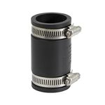 SUPPLY GIANT 6I44 Flexible Pvc Rubber Coupling with Stainless Steel Clamps, 1 Inch, Black